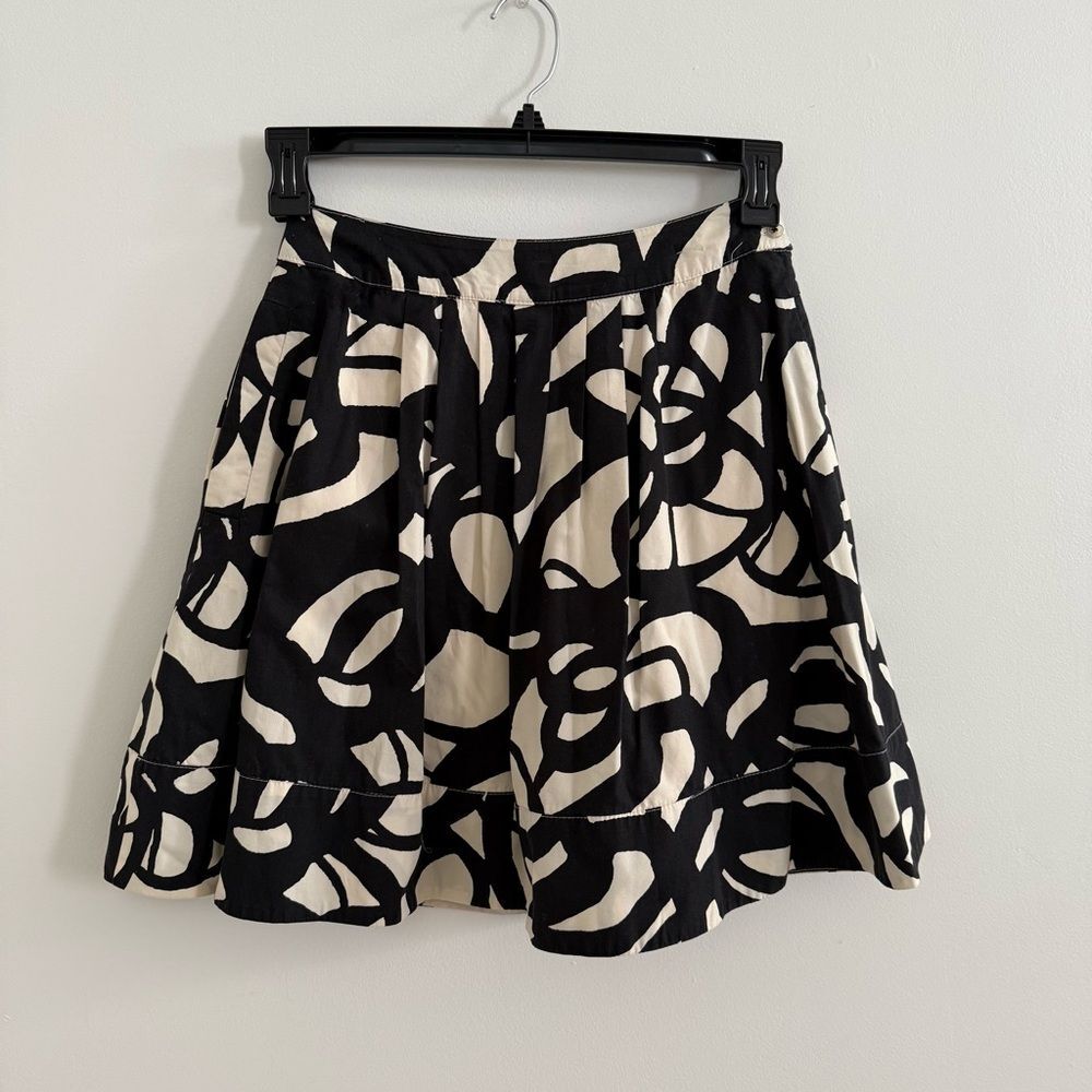 Anthropologie Fei Ruffle Mini Skirt Lined Abstract Pattern 100% Cotton Size 0